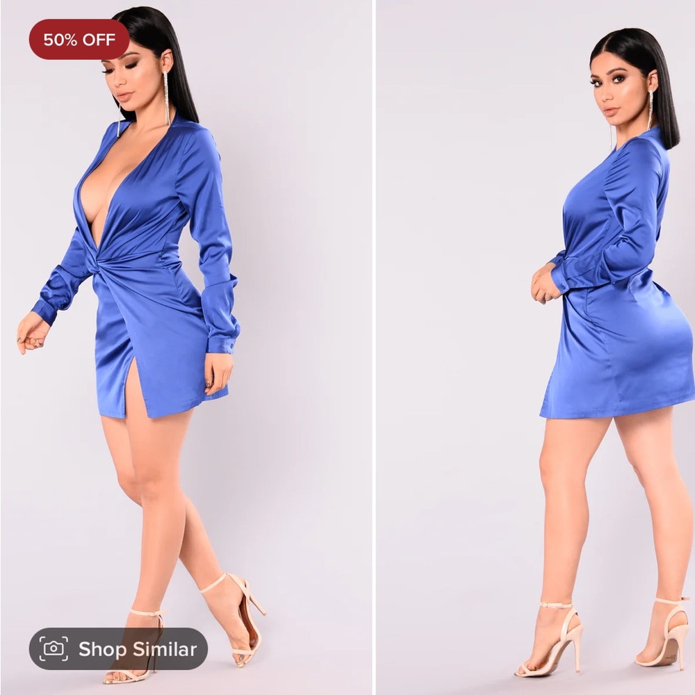 New knot twist black satin dress fashion nova large - Picture 5 of 11
